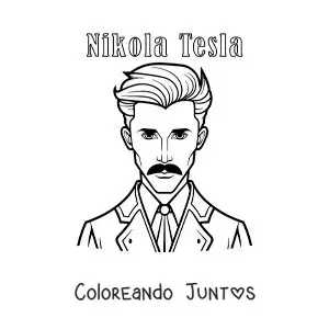 Imagen para colorear de Nikola Tesla animado con su nombre