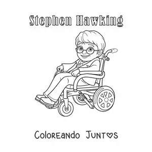 Imagen para colorear de Stephen Hawking animado con su nombre