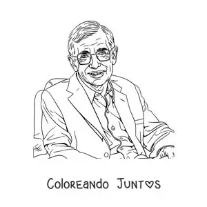 Imagen para colorear de un retrato de Stephen Hawking