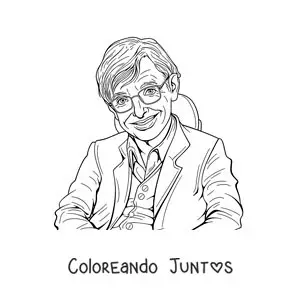Imagen para colorear de un retrato de Stephen Hawking animado