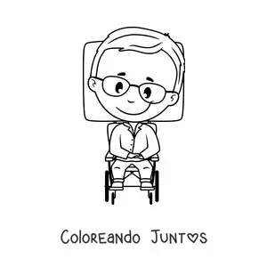 Imagen para colorear de una caricatura fácil de Stephen Hawking