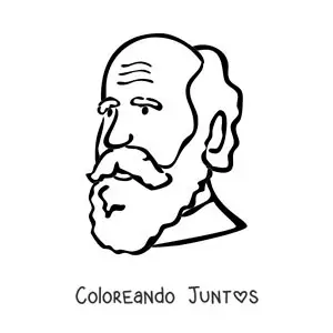 Imagen para colorear de una caricatura de Charles Darwin