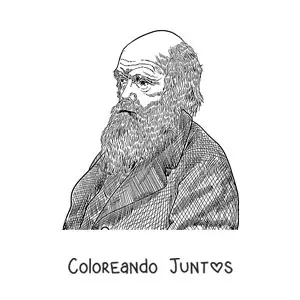 Imagen para colorear de un retrato a lápiz de Charles Darwin