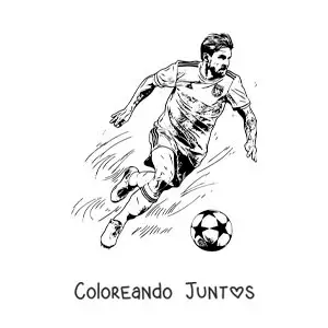 Imagen para colorear de Lionel Messi jugando fútbol