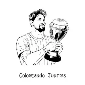 Imagen para colorear de Lionel Messi campeón del mundo