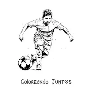 Imagen para colorear de Lionel Messi en un partido de fútbol