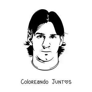 Imagen para colorear de un retrato de Messi animado fácil