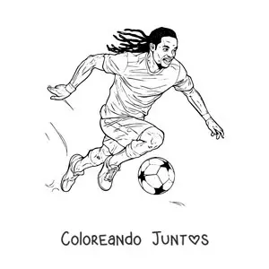 Imagen para colorear de Ronaldinho jugando fútbol