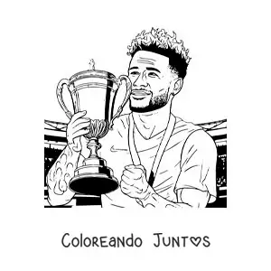 Imagen para colorear de Neymar campeón con una copa