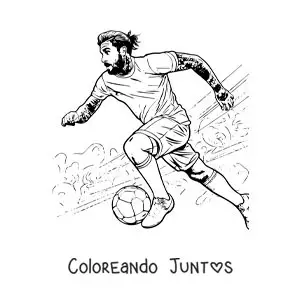 Imagen para colorear de Sergio Ramos animado jugando fútbol