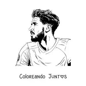 Imagen para colorear de retrato de Sergio Ramos de perfil realista