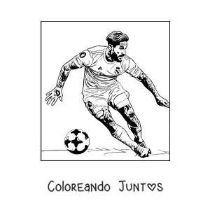 Imagen para colorear de Sergio Ramos con el cabello largo jugando fútbol