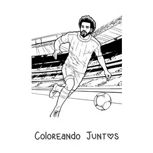 Imagen para colorear de el jugador Mohamed Salah en un partido de fútbol