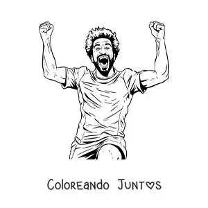 Imagen para colorear de Mohamed Salah celebrando un gol
