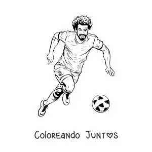 Imagen para colorear de Mohamed Salah animado anotando un gol