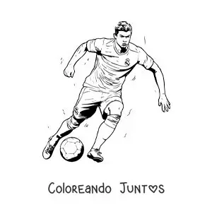 Imagen para colorear de Cristiano Ronaldo anotando un gol
