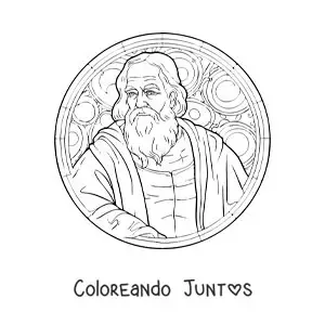 Imagen para colorear de Galileo Galilei en estilo realista