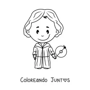 Imagen para colorear de Nicolás Copérnico kawaii