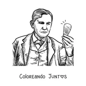 Imagen para colorear de retrato de Thomas Edison a lápiz