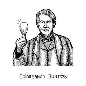 Imagen para colorear de retrato de Thomas Edison en estilo realista