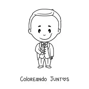 Imagen para colorear de Thomas Edison kawaii