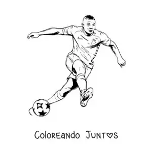 Imagen para colorear de Kylian Mbappé jugando fútbol