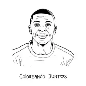 Imagen para colorear de retrato de Kylian Mbappé animado