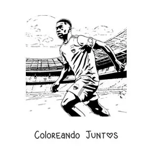 Imagen para colorear de Kylian Mbappé en un partido de fútbol