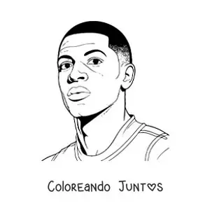 Imagen para colorear de retrato de Kylian Mbappé fácil