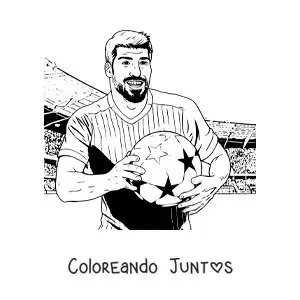 Imagen para colorear de Luis Suárez animado con un balón de fútbol