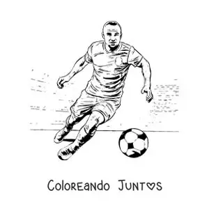 Imagen para colorear de Andrés Iniesta jugando fútbol