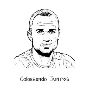 Imagen para colorear de retrato de Andrés Iniesta en estilo realista