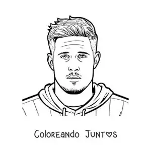 Imagen para colorear de retrato de Kevin De Bruyne animado