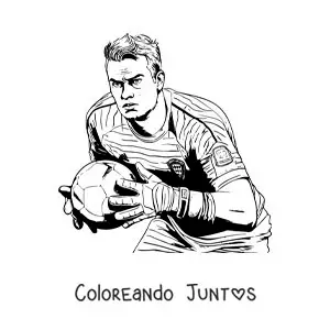 Imagen para colorear de Manuel Neuer jugando fútbol como portero