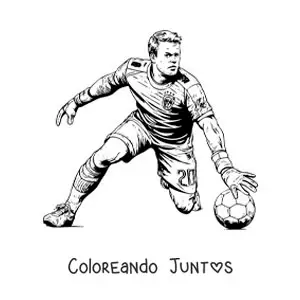 Imagen para colorear de el portero Manuel Neuer animado