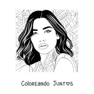 Imagen para colorear de un retrato de Dua Lipa
