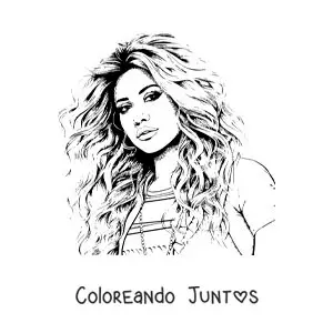 Imagen para colorear de un retrato de Shakira en estilo realista