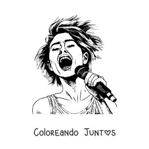 Imagen para colorear de Miley Cyrus cantando en estilo realista