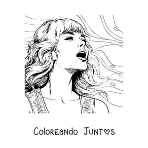 Imagen para colorear de un retrato de Taylor Swift