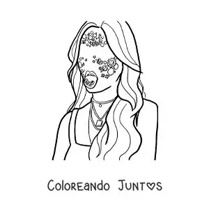 Imagen para colorear de silueta de Olivia Rodrigo en su álbum Sour