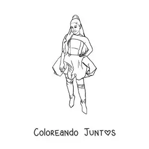 Imagen para colorear de Ariana Grande animada con vestido y botas