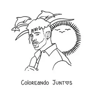 Imagen para colorear de un retrato de Bad Bunny en estilo realista