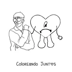 Imagen para colorear de Bad Bunny y su álbum Un Verano Sin Ti