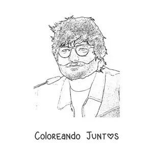 Imagen para colorear de un retrato a lápiz de Ed Sheeran realista