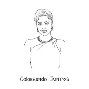 Imagen para colorear de un retrato fácil de Lady Gaga en estilo realista