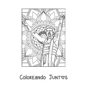 Imagen para colorear de mandala de Harry Styles cantando