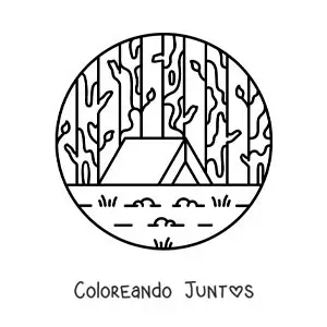 Imagen para colorear de una carpa en el bosque