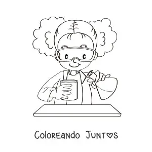 Imagen para colorear de un niña científico