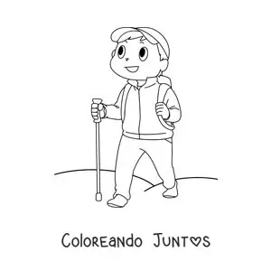 Imagen para colorear de un joven caminante