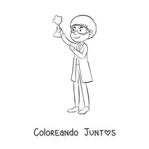 Imagen para colorear de un científico con lentes protectores